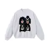2025 Nueva Sudadera con Capucha Retro Trendy Lavada Desgastada de Alta Calle Americana Anime Estampado Directo por Aspersión Sudadera con Capucha de Manga Larga
