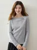 Elegante Estilo Artístico Cuello Redondo de Atar Suéter de Cachemira para Mujer Ajuste Delgado Diseño Pullover Sentido del Diseño Top Favorecedor Ropa de Punto