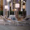 Juego de tres piezas de sofá de exterior para jardín, balcón, patio exterior, mesa de centro, mueble individual de ratán, silla de ratán para casa de huéspedes