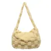 Bolsa Acolchoada para Mulheres 2025 Inverno Nova Bolsa de Pelo Xadrez para Mulheres Crossbody Estilo Preguiçoso Versátil Bolsa de Ombro Axila