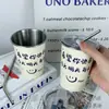 Taza de Acero Inoxidable, Bonita Taza de Agua para Niños, Taza de Café para Oficinistas, Taza con Popote, Taza Gruesa y Resistente a Caídas Estilo Ins para Bebidas Frías