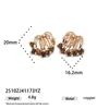 Moda Europea y Americana Retro Gama Alta Colgante de Piedra Ojo de Tigre Forma de Fuegos Artificiales Pendientes Incrustados de Circonita Otoño e Invierno Nuevos Pendientes