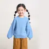 Roupa infantil Nuomi Wanzi para meninas, suéter de tricô com mangas raglan vazadas, estilo outono, blusa de tricô infantil solta e versátil
