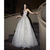 Vestido de Noite Prata Luxo Leve Nicho Lantejoujado Anfitriã Banquete Elegante Senhora Vestido de Brinde Noiva Elegante