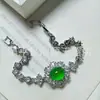 Pulseira de Calcedônia Tipo Gelo, Ágata Branca, Banhada a Prata, Incrustada com Jade, Joia Estilo Chinês, Pulseira de Calcedônia Azul para Live Stream