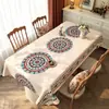 Mantel de Estilo Étnico, Impermeable, Resistente al Aceite, No Lavable, Resistente al Calor, Lujo Ligero, Aspecto de Alta Gama, Mantel Rectangular Bohemio para Mesa de Comedor