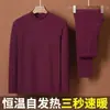 Conjunto de Camada Base Térmica Autoaquecente de Lã Dupla Face Masculino de Inverno para Meia-Idade, Top e Calça de Gola Média para Outono, para Usar por Baixo, Proteção Contra Frio, Camada Base