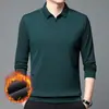 Directo del fabricante: popular polo de invierno con forro polar, un estilo de dos piezas para hombres de mediana edad, grueso y casual, con cuello alto, perfecto como capa base