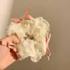 Anel de Cabelo Listrado de Cabeça de Bola Intestino Grosso Celebrante da Internet 2025 Novo Estilo Corda de Cabelo para Rabo de Cavalo Alto Acessório de Cabelo Feminino Corda de Cabelo