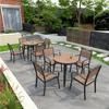 Mesa y silla de exterior modernas y sencillas, combinadas, para ocio al aire libre, para patio de villa, mesa redonda, resistente al agua y con protección solar, mesa y silla de comedor para exteriores.
