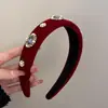 Súper Elegante~ Diadema de Terciopelo Negro con Brillantes Pedrería y Perlas, Lujo Ligero, Artesanía de Alta Gama, Diadema de Corona Alta, Nuevo Accesorio para el Cabello con un Tacto Premium