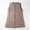 Chaqueta de Plumas Anti-temporada para Mujer Invierno Coreana Nueva Cuello Redondo Cremallera Ajustada de Corte Delgado Longitud Media Chaleco de Moda Cálido Chaleco Hombro Explosion