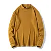 Moletom Masculino Liso Manga Longa Gola Meia-Alta Solto Primavera e Outono Casual Esportivo Camada Base Top Moderno Emagrecedor