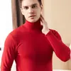 Roupa íntima térmica de ano de nascimento para idosos, forrada com fleece, para meia-idade e idosos, Long Johns, gola alta vermelha grande, masculina