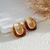 Brincos Marrom Maillard Clássicos, Design de Nicho, Presilhas de Orelha em Forma de U Modernas e Únicas, Versáteis para o Dia a Dia, Brincos Elegantes para Mulheres