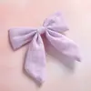 Horquilla para el pelo de bebé con lazo de cola de milano de algodón flameado estilo europeo y americano, color liso, con forma de pinza para niña, bonita diadema