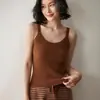 Traje de Raya con Tirantes Dobles y Parte Inferior de Punto, Top Delgado de Lana, Chaleco de Cachemira, Tirante Corto para Mujer
