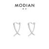 MODIAN MODIAN Prata de Lei S925 Estilo Coreano Simples Fivela de Orelha Curta Cruzada Brincos de Linha Geométrica Distintivos para Mulheres