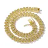 Colar de liga de zinco com corrente cubana de diamantes de 14 mm, estilo hip hop, moderno e de alta qualidade para homens e mulheres.
