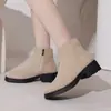 Botas Martin cortas de terciopelo mate tacón medio tacón grueso para mujer botas casuales 33-43 Botas de comercio exterior Amazon