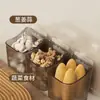 Caixa de armazenamento de parede, prateleira de cozinha sem furar, gengibre, alho, cesta de armazenamento de temperos, transparente, prática e fácil de usar