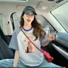 Camisa de Béisbol Raglán de Manga Corta a Cuadros con Bloques de Color Retro de Verano para Mujer, Estilo High Street Americano, Corte Holgado, Adelgazante, Top de Nicho