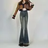 Jeans Feminino Cintura Alta Micro Flare Outono e Inverno 2024 Tendência Versátil Nova Chegada Retro Franja Slim-fit Fosco Calça Ferradura
