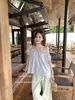 Blusa Dulce Multiusos con Mangas Abullonadas Estilo Coreano de Verano Oficial para Mujer 28393