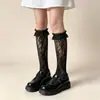 Calcetines de encaje de fábrica para mujer hasta la mitad de la pantorrilla estilo dulce Lolita calcetines blancos holgados para mujer verano estilo fino venta al por mayor