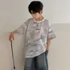 Camiseta de Verano de Manga Corta para Niños Estilo Coreano Verano Infantil Manga Media Nuevo Modelo 2026 Ropa de Verano para Niños Grandes Camiseta Fresca y Moderna