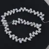 Colar semiacabado de pérolas de água doce Zhuji 7-8mm não perolado formato espiga de trigo intercalado três-sete furos material de pérola DIY