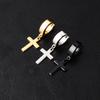 Venta caliente de productos transfronterizos cruz pulida de acero inoxidable hebilla para la oreja cruzada moda coreana acero titanio punk aretes de moda