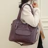 Bolsa Feminina de PU Nova Moda Vintage Bolsa Tote Casual Bolsa de Ombro Transversal Grande Capacidade Cor Sólida Couro Macio Bolsa para o Dia a Dia