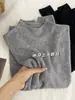 Suéter de Tricô Gola Alta Meia-Calça Estilo Casual para Mulheres, Camada para Outono e Inverno, Manga Longa, Camada Base Simples, Gola Redonda A9992