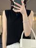 Chaleco Tencel para Mujer Camiseta Básica Verano Nuevo Cuello Redondo Rayado Sin Mangas Tejido Chaleco Camisola Holgado Traje Ropa Interior