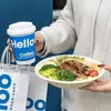 Vasos de Papel para Café, Vasos Desechables para Té de Leche con Tapas, Estampados y Engrosados, Aptos para Bebidas Calientes y Frías, Bolsas para Llevar, Venta al Por Mayor Comercial