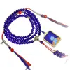 Collar Colgante de Buda de la Medicina de Vidrio Estilo Tíbet, Pulsera de Cuentas de Oración de Múltiples Círculos con Cuentas de Vidrio y Colgante de Borla, Joyería Coleccionable