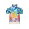 Playera de Cuello Alto Miyake para Mujer, Diseño Nicho con Estampado Elegante, Playera de Manga Corta, Versátil Top Pleated Adelgazante de Cuello Redondo