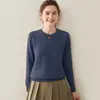 Suéter de Caxemira Baicaierong 2026 Outono/Inverno Feminino, Gola Redonda Design Versátil Malha de Lã para Outono e Inverno