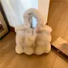 Bolso de Mano Peludo Color Macarrón, Moderno y Versátil, Bolso Tote de Gran Capacidad para el Trabajo y los Viajes Diarios, Lindo Bolso de Hombro
