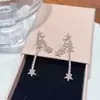 Pendientes de Meteoro con un Toque de Lujo Ligero y de Alta Gama, Pendientes Largos de Circonita, Joyería Elegante y Exquisita, Pendientes de Aguja de Plata S925 Súper Brillantes
