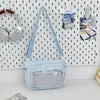 Bolsa Transparente de Ombro Cruzado Cor Sólida, Bonita e Fashion, Versátil, Alto Valor Estético, para Meninas, Adequada para Faculdade e Estilo Anime