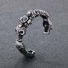 Pulseira de Cabeça de Fantasma Exagerada Escura Conjunto Rock Europeu e Americano Zircônia Preta Caveira Gótica Aço Titânio Pulseira Aberta Masculina