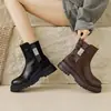 Botas de Nieve Retro de Suela Gruesa para Mujer, Zapatos Grandes de Algodón del Noreste, Nuevo Estilo 2026, Invierno, Forro de Terciopelo Grueso, Botas Martin, Botas Cortas Cálidas