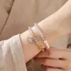 Pulsera Original Estética de Piedra Lunar Gris Sirena No Legado Espiral Perla Cristal Doble Círculo Pulsera para Mujer Pulsera Fresca