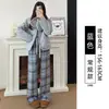 Pantalones gruesos y finos para mujer, nueva colección primavera y otoño 2026, elegantes pantalones de lana a cuadros, pantalones de invierno, pantalones de pierna recta y ancha para figuras petite