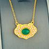 Collar Candado Ruyi de Oro Sha Antiguo Sintético Hotan Sapa para Mujer, Colgante de Plata Esterlina 925 Chapado, Cadena Clavicular