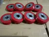 Máquina Embaladora Semiautomática Universal Rueda de Goma Encapsulada de Resina Melamínica Roja Marca Take-Send Return Belt Ruedas de Goma