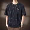 Camiseta Ripped de Manga Corta con Diseño Retro Americano para Hombre Verano 2025 Nuevo Estilo Holgada Talla Grande Top de Media Manga
