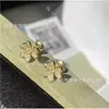 Fanjia Oro de 18 Quilates Color Chapado Pétalos de Trébol Llenos de Diamantes Cadena para Clavícula de Trébol Colgante de Flor Única Anillo de Nicho de Flor